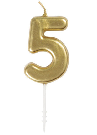 Vela única mini dorada número 5