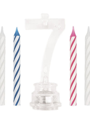 Set único de vela de cumpleaños y adorno para tarta con número 7 parpadeante multicolor