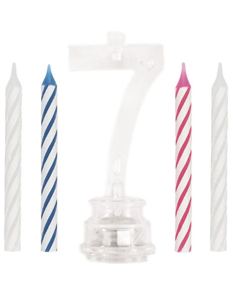 Set único de vela de cumpleaños y adorno para tarta con número 7 parpadeante multicolor