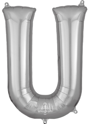 34in Anagram Silver Letter U Balloon - Joker Party Supply