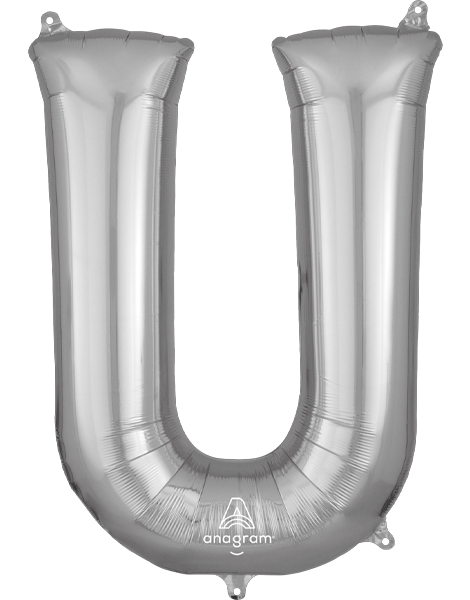 34in Anagram Silver Letter U Balloon - Joker Party Supply