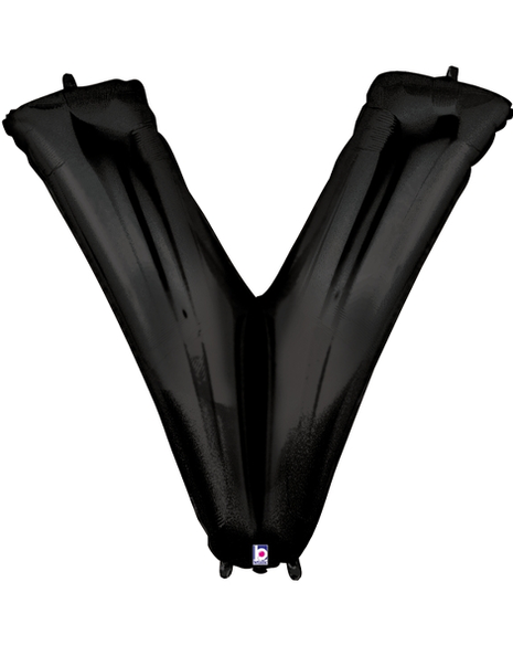 34in Betallic Black Letter V Megaloons - Joker Party Supply