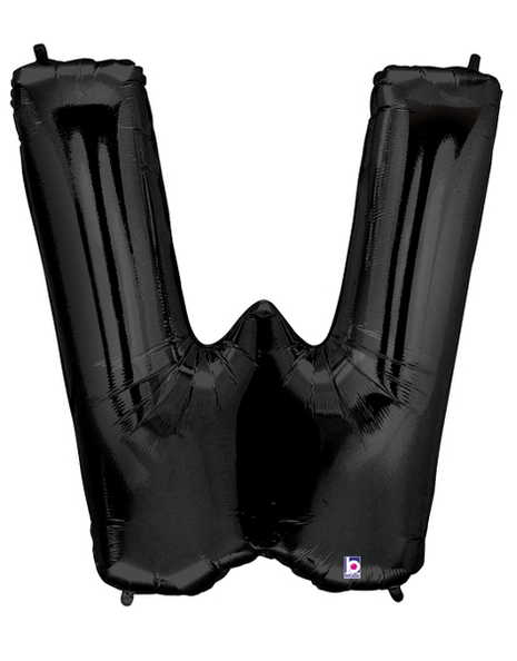 34in Betallic Black Letter W Megaloons - Joker Party Supply