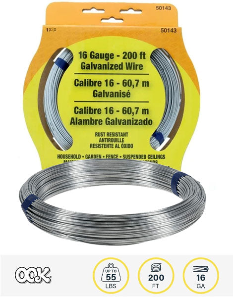 OOK 16 Gauge 200ft Galvanized Wired - Joker Party Supply