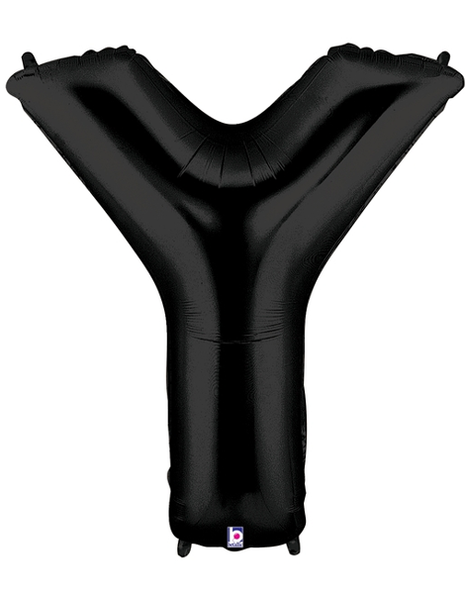 34in Betallic Black Letter Y Megaloons - Joker Party Supply