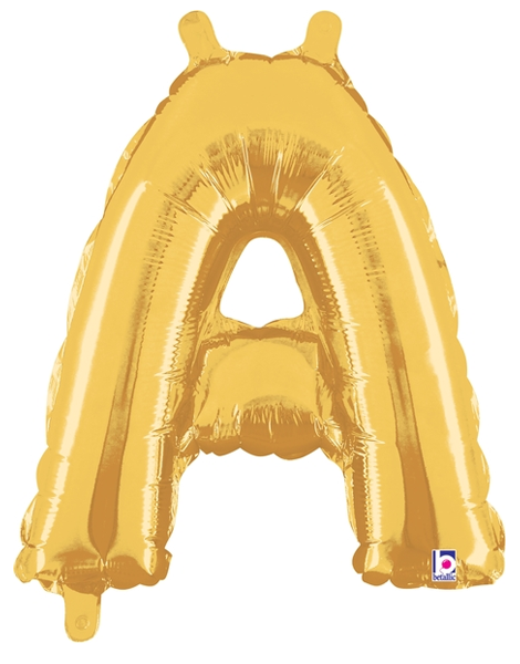14in Betallic Air-Filled Gold Letter A Balloon - Joker Party Supply