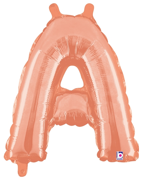 14in Betallic Air-Filled Rose Gold Letter A Balloon - Joker Party Supply