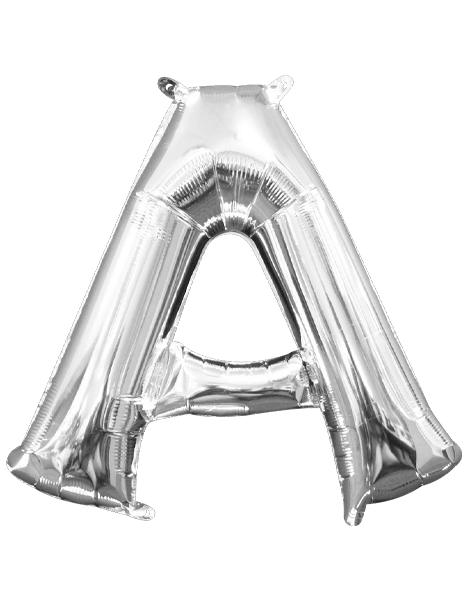 16in Anagram Air-Filled Silver Letter A Balloon - Joker Party Supply