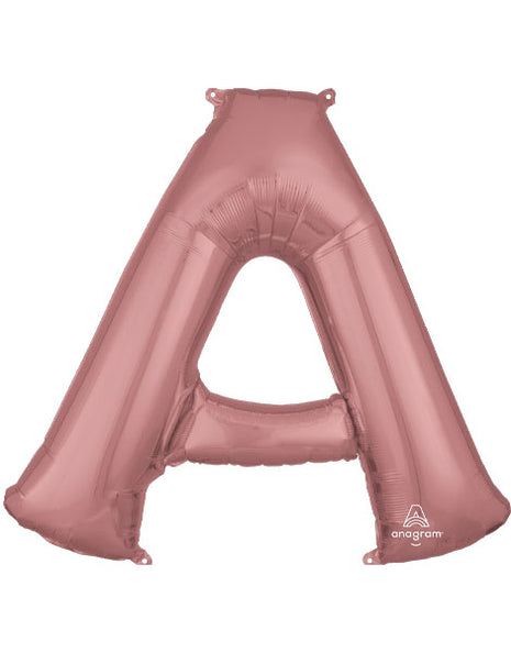 34in Anagram Rose Gold Letter A Balloon - Joker Party Supply