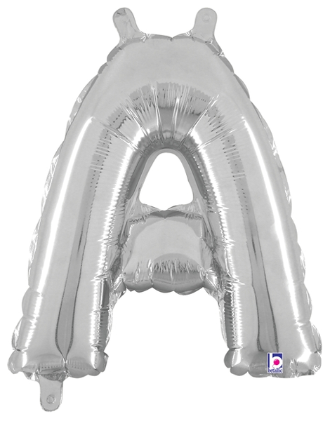 14in Betallic Air-Filled Silver Letter A Balloon - Joker Party Supply