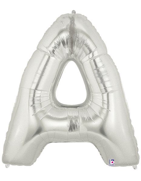 34in Betallic Silver Letter A Megaloons - Joker Party Supply