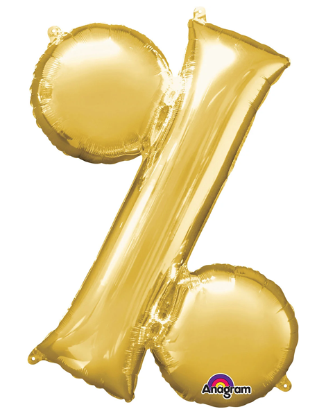 16in Anagram Gold % Symbol Balloon - Joker Party Supply
