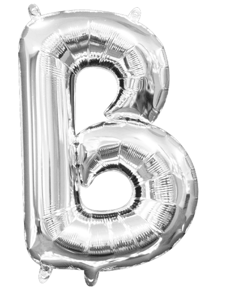 16in Anagram Air-Filled Silver Letter B Balloon - Joker Party Supply