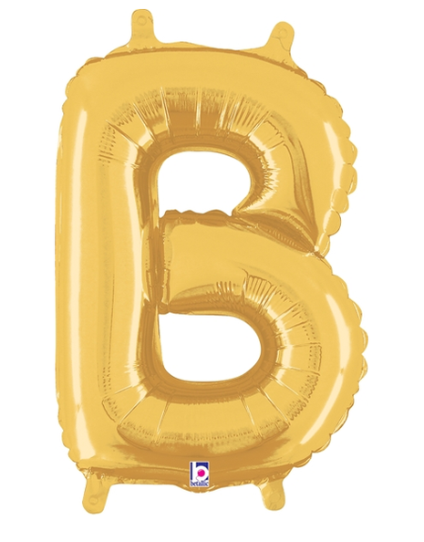 14in Betallic Air-Filled Gold Letter B Balloon - Joker Party Supply