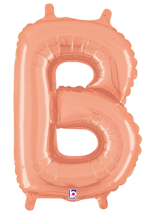 14in Betallic Air-Filled Rose Gold Letter B Balloon - Joker Party Supply