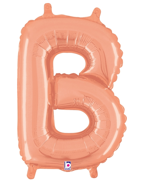 14in Betallic Air-Filled Rose Gold Letter B Balloon - Joker Party Supply
