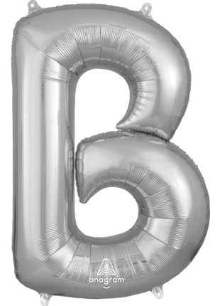 34in Anagram Silver Letter B Balloon - Joker Party Supply