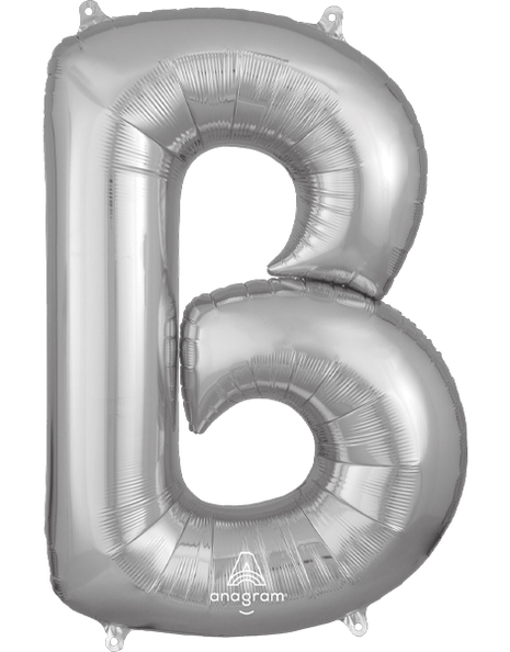 34in Anagram Silver Letter B Balloon - Joker Party Supply