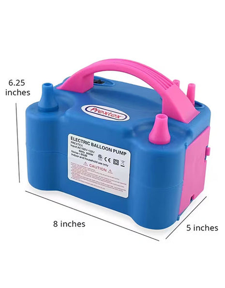 Inflador de globos eléctrico de doble boquilla Prextex Blue