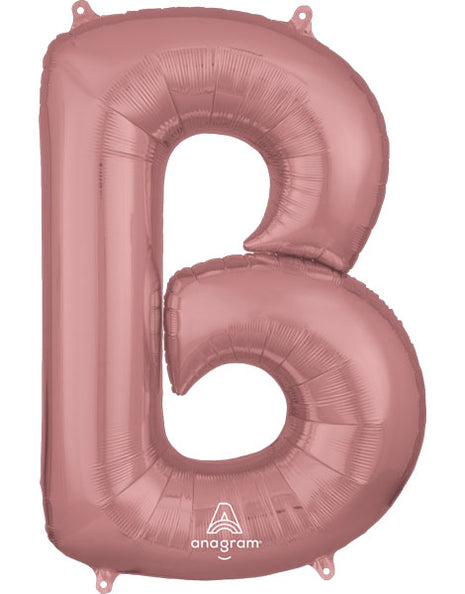34in Anagram Rose Gold Letter B Balloon - Joker Party Supply