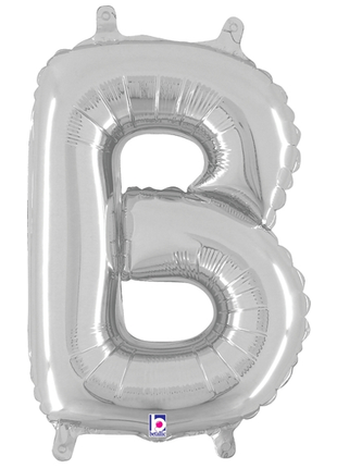 14in Betallic Air-Filled Silver Letter B Balloon - Joker Party Supply