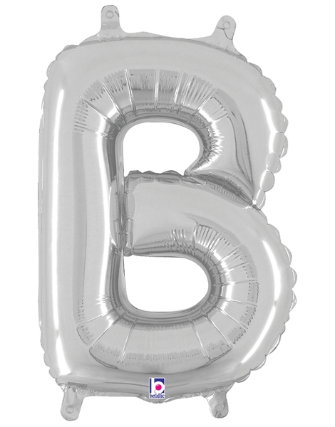 14in Betallic Air-Filled Silver Letter B Balloon - Joker Party Supply