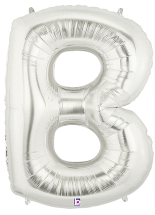 34in Betallic Silver Letter B Megaloons - Joker Party Supply