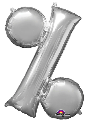 16in Anagram Silver % Symbol Balloon - Joker Party Supply