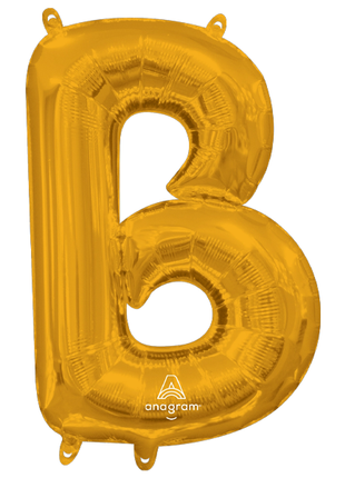 16in Anagram Air-Filled Gold Letter B Balloon - Joker Party Supply