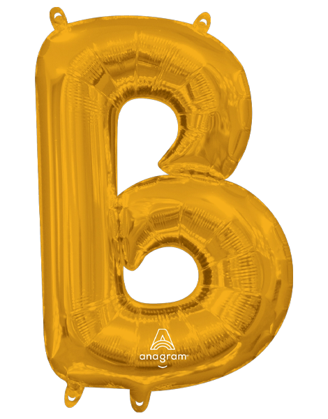 16in Anagram Air-Filled Gold Letter B Balloon - Joker Party Supply
