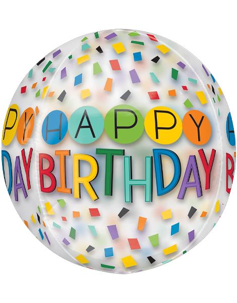 16in Anagram Happy Birthday Rainbow Orbz Balloon - Joker Party Supply
