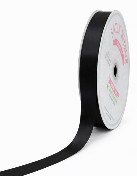 7/8in Single Face Satin Black Ribbon 100Yds