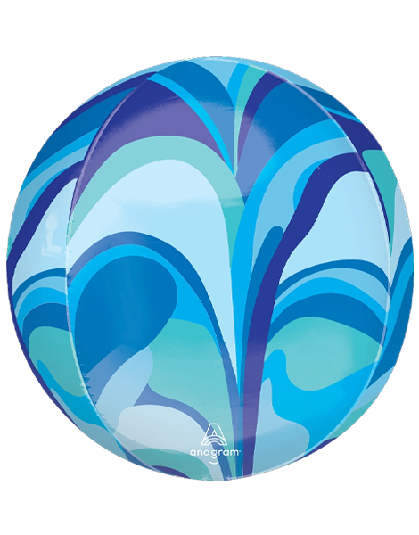 16in Anagram Blue Macro Marble Orbz Balloon - Joker Party Supply