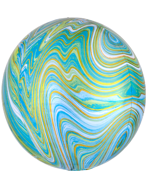 16in Anagram Blue Green Marblez Orbz Balloon - Joker Party Supply