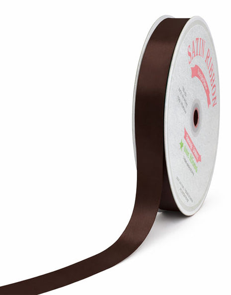 7/8in Single Face Satin Brown Ribbon 100Yds