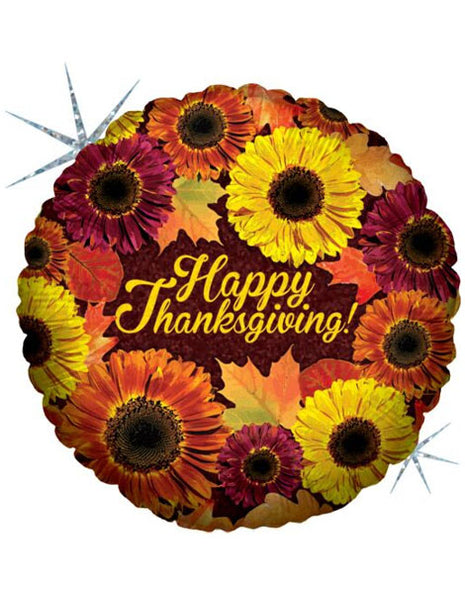 18in Betallic Thanksgiving Blooms Holographic Balloon