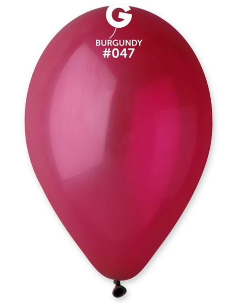 12in Gemar Standard Burgundy Balloons 50ct #047 - Joker Party Supply