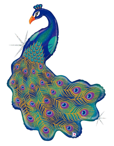 42in Betallic Glitter Peacock Balloon - Joker Party Supply