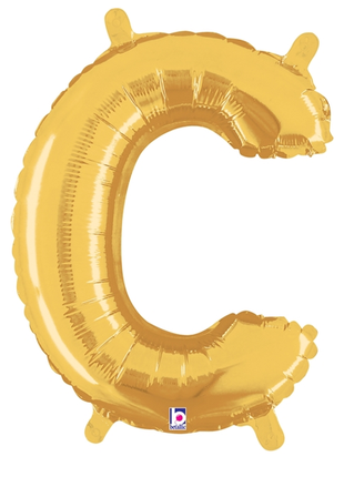 14in Betallic Air-Filled Gold Letter C Balloon - Joker Party Supply