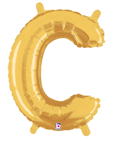 14in Betallic Air-Filled Gold Letter C Balloon - Joker Party Supply