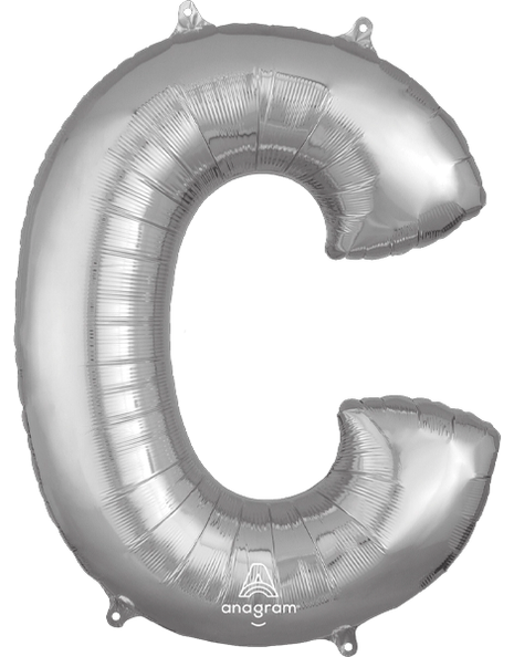 34in Anagram Silver Letter C Balloon - Joker Party Supply