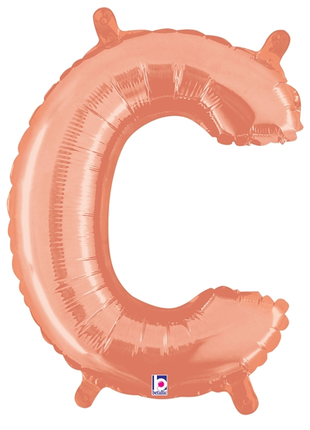14in Betallic Air-Filled Rose Gold Letter C Balloon - Joker Party Supply