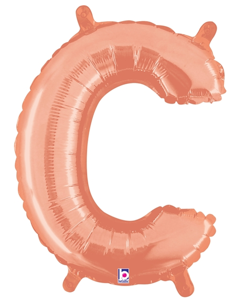 14in Betallic Air-Filled Rose Gold Letter C Balloon - Joker Party Supply