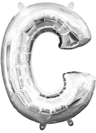 16in Anagram Air-Filled Silver Letter C Balloon - Joker Party Supply