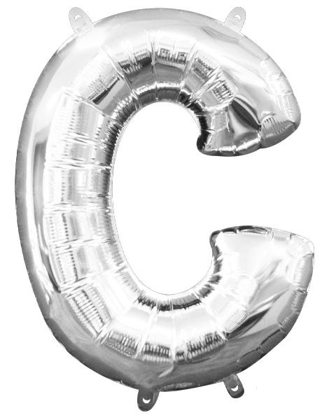 16in Anagram Air-Filled Silver Letter C Balloon - Joker Party Supply