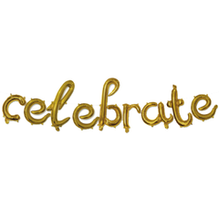 16in SL Gold Celebrate Banner Balloon - Joker Party Supply