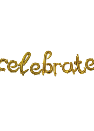 16in SL Gold Celebrate Banner Balloon - Joker Party Supply