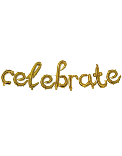 16in SL Gold Celebrate Banner Balloon - Joker Party Supply