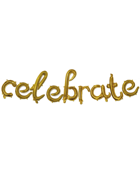 16in SL Gold Celebrate Banner Balloon - Joker Party Supply