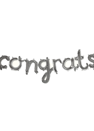 16in SL Silver Congrats Banner Balloon - Joker Party Supply